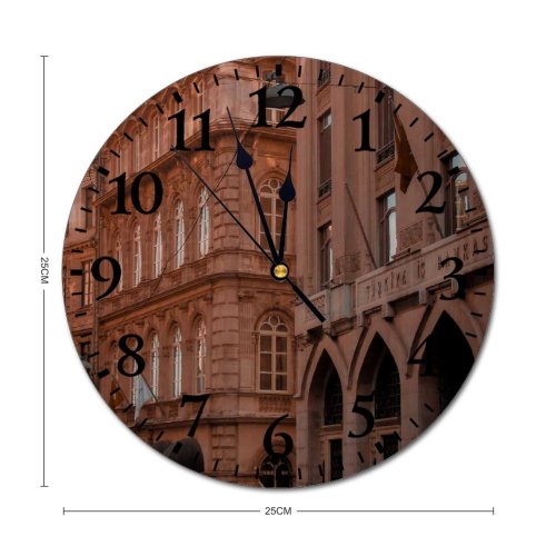 yanfind Fashion PVC Wall Clock Aged Ancient Architecture Area Attract Building Carve City Classic Complex Construction Mute Suitable Kitchen Bedroom Decorate Living Room