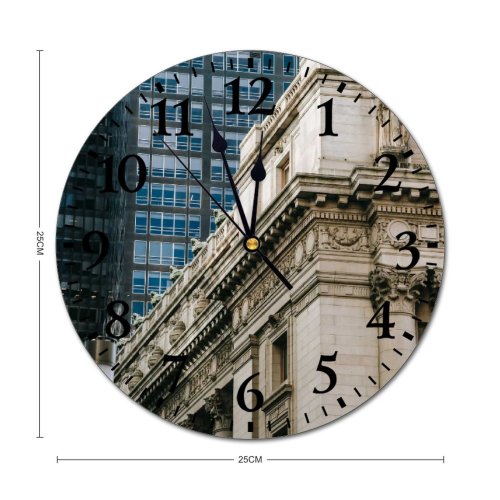 yanfind Fashion PVC Wall Clock Architecture Attract Building City Cityscape Classic Colonnade Column Construction Contemporary Contrast Mute Suitable Kitchen Bedroom Decorate Living Room