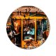 yanfind Fashion PVC Wall Clock Architecture Bicycle Bike Building Center City Classic Cloth Construction Decor Decoration Mute Suitable Kitchen Bedroom Decorate Living Room