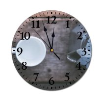 yanfind Fashion PVC Wall Clock Cup Depth Field Desk Focus Metal Mug Pitcher Top Wood Mute Suitable Kitchen Bedroom Decorate Living Room