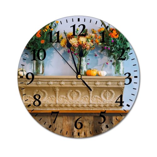 yanfind Fashion PVC Wall Clock Aroma Arrangement Assorted Bloom Bouquet Bud Bunch Carve Colorful Decoration Design Mute Suitable Kitchen Bedroom Decorate Living Room