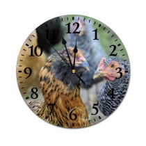yanfind Fashion PVC Wall Clock Chicken Cockerel Countryside Depth Field Focus Hen Outdoors Rooster Rural Mute Suitable Kitchen Bedroom Decorate Living Room