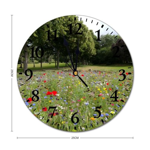 yanfind Fashion PVC Wall Clock Beautiful Bloom Blooming Delicate Field Flora Flower Meadow Flowers Foliage Garden Mute Suitable Kitchen Bedroom Decorate Living Room