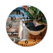 yanfind Fashion PVC Wall Clock Apartment Botany Brick Ceramic Cozy Cupboard Daylight Decor Decoration Design Drawer Ficus Mute Suitable Kitchen Bedroom Decorate Living Room