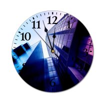 yanfind Fashion PVC Wall Clock Abstract Architectural Design Architecture Building City Cityscape Clouds Contemporary Downtown Exterior Facade Mute Suitable Kitchen Bedroom Decorate Living Room