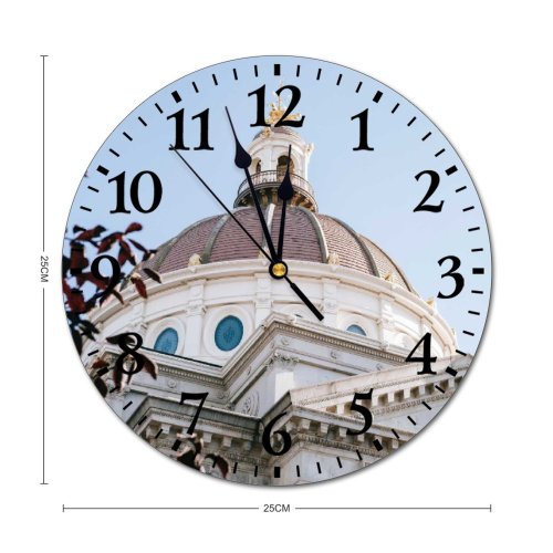 yanfind Fashion PVC Wall Clock Aged Arched Architecture Art Bank Sky Brooklyn Building City Colorful Column Mute Suitable Kitchen Bedroom Decorate Living Room