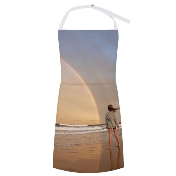 yanfind Custom aprons Admire Anonymous Barefoot Beach Coast Coastline Colorful Embankment Faceless Female Flying Freedom white white-style1 70×80cm