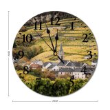 yanfind Fashion PVC Wall Clock Architecture Building Calm Church Cottage Country Countryside Exterior Farm Field Hill Mute Suitable Kitchen Bedroom Decorate Living Room