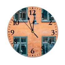yanfind Fashion PVC Wall Clock Accommodation Aged Apartment Architecture Building Calm City Classic Condominium Damage Daytime Mute Suitable Kitchen Bedroom Decorate Living Room