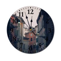 yanfind Fashion PVC Wall Clock Accommodation Aged Alley Architecture Area Asphalt Building City Cloudy Complex Construction Mute Suitable Kitchen Bedroom Decorate Living Room