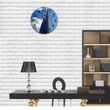 yanfind Fashion PVC Wall Clock Architecture Building Clouds Design Futuristic Glass Items High Shot Perspective Reflections Mute Suitable Kitchen Bedroom Decorate Living Room