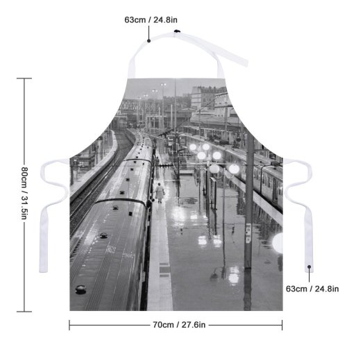 yanfind Custom aprons Architecture Arrive Bw Carriage City Construction Departure Destination Direction Exterior Film Flashlight white white-style1 70×80cm