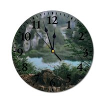 yanfind Fashion PVC Wall Clock Botany Breathtaking Calm Clear Coast Daylight Flora Foliage Geology Grass Grassy Mute Suitable Kitchen Bedroom Decorate Living Room