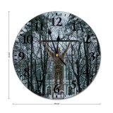 yanfind Fashion PVC Wall Clock Aged Arch Architecture Art Bronze City Classic Daytime Decorative Exterior Facade Mute Suitable Kitchen Bedroom Decorate Living Room