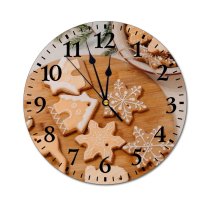 yanfind Fashion PVC Wall Clock Baked Goods Chocolate Christmas Cookies Decorations Season Cocoa Cooking Creativity Mute Suitable Kitchen Bedroom Decorate Living Room