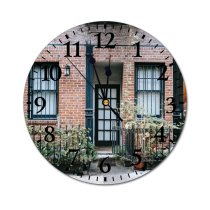yanfind Fashion PVC Wall Clock Architecture Barrier Brick Wall Brickwork Building City Construction Contemporary Detail District Door001 Mute Suitable Kitchen Bedroom Decorate Living Room