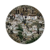 yanfind Fashion PVC Wall Clock Aged Ancient Architecture Attract Belief Buddhism Buddhist Calm Destination Faith Mute Suitable Kitchen Bedroom Decorate Living Room