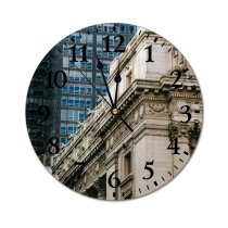 yanfind Fashion PVC Wall Clock Architecture Attract Building City Cityscape Classic Colonnade Column Construction Contemporary Contrast Mute Suitable Kitchen Bedroom Decorate Living Room