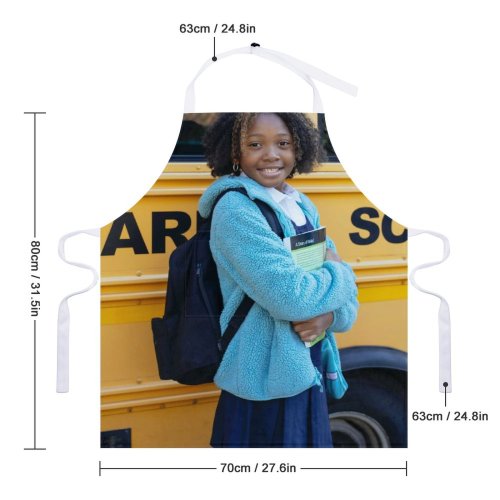 yanfind Custom aprons Afro Backpack Bus Candid Charming Cheerful Child City Cloth Colorful Content Daytime white white-style1 70×80cm