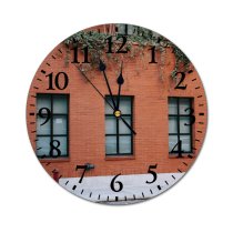 yanfind Fashion PVC Wall Clock Accommodation Apartment Architecture Balcony Brick Wall Building City Construction Daylight Daytime Mute Suitable Kitchen Bedroom Decorate Living Room