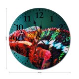 yanfind Fashion PVC Wall Clock Biology Chameleon Colourful Focus Macro Reptile Wild Wildlife Mute Suitable Kitchen Bedroom Decorate Living Room