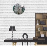 yanfind Fashion PVC Wall Clock Architecture Building Center City Complex Construction Contemporary Space Creative Daytime Design District Mute Suitable Kitchen Bedroom Decorate Living Room