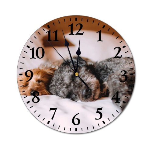 yanfind Fashion PVC Wall Clock Bed Calm Dog Dogs Good Night Pet Sleep Sleeping Sleepy Mute Suitable Kitchen Bedroom Decorate Living Room