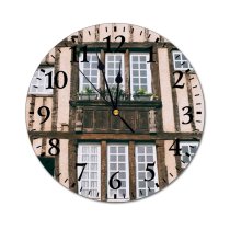 yanfind Fashion PVC Wall Clock Aged Architecture Backdrop Botany Building City Construction Space Daylight Decorative Exterior Facade Mute Suitable Kitchen Bedroom Decorate Living Room