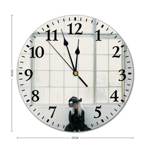 yanfind Fashion PVC Wall Clock Attire Beautiful Girl Blonde Contemporary Costume Creepy Facial Expression Fashion Fashionable Festival Mute Suitable Kitchen Bedroom Decorate Living Room