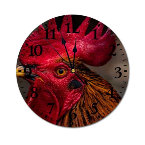 yanfind Fashion PVC Wall Clock Bird Chicken Beak Portrait Hen Outdoors Wildlife Feather Poultry Avian Crest Cockerel Mute Suitable Kitchen Bedroom Decorate Living Room