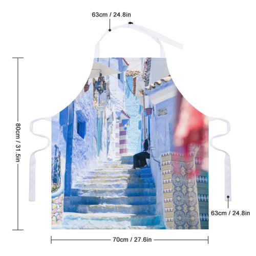 yanfind Custom aprons Africa Aged Architecture City Building Chefchaouen Colorful Construction Crop Design Distant white white-style1 70×80cm