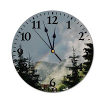 yanfind Fashion PVC Wall Clock Building Cloud Cloudy Country Countryside Daytime Ecology Ecosystem Evaporation Flora Foliage Forest Mute Suitable Kitchen Bedroom Decorate Living Room