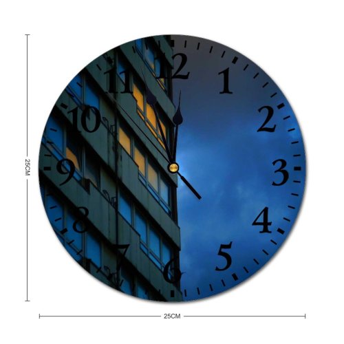 yanfind Fashion PVC Wall Clock Architectural Design Architecture Building Clouds Exterior Futuristic Glass Items Panels High001 Mute Suitable Kitchen Bedroom Decorate Living Room
