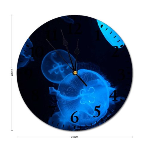 yanfind Fashion PVC Wall Clock Aqua Burn Clear Colorful Creature Danger Dark Deep Depth Dynamic Ecosystem Flock Mute Suitable Kitchen Bedroom Decorate Living Room