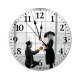 yanfind Fashion PVC Wall Clock Art Makeup Attire Bizarre Bridal Bride Groom Costume Creepy Dead Eerie Face Mute Suitable Kitchen Bedroom Decorate Living Room