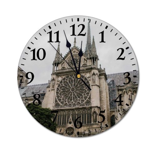 yanfind Fashion PVC Wall Clock Aged Ancient Arch Architecture Art Building Carve Cathedral Catholic Church City Cloudy Mute Suitable Kitchen Bedroom Decorate Living Room