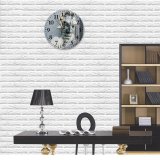yanfind Fashion PVC Wall Clock Aged Angel Architecture Art Bas Relief Blurred Carved Daylight Decor Decorative Mute Suitable Kitchen Bedroom Decorate Living Room