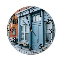 yanfind Fashion PVC Wall Clock Accommodation Architecture Brick Wall Brickwork Building City Construction Contemporary Corner Detail District Mute Suitable Kitchen Bedroom Decorate Living Room