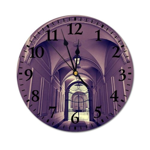 yanfind Fashion PVC Wall Clock Arch Architecture Building Ceiling Entrance Gate Hallway Mute Suitable Kitchen Bedroom Decorate Living Room