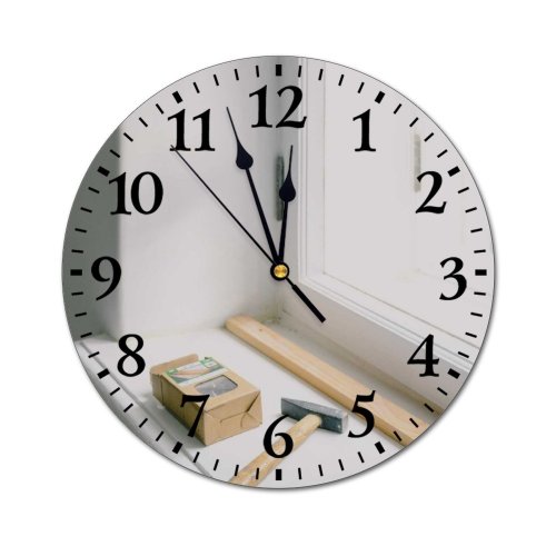 yanfind Fashion PVC Wall Clock Apartment Artisan Box Cardboard Carpentry Claw Space Creative Daylight Design Energy Hammer Mute Suitable Kitchen Bedroom Decorate Living Room