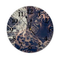 yanfind Fashion PVC Wall Clock Big Cat Cage Carnivore Dangerous Eyes Felidae Fur Hunter Leopard Outdoors Mute Suitable Kitchen Bedroom Decorate Living Room