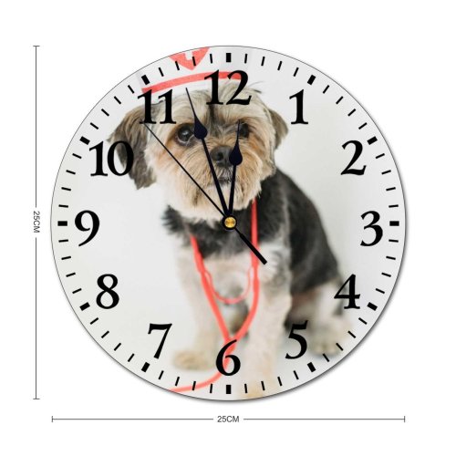 yanfind Fashion PVC Wall Clock Adorable Alone Calm Clever Comfort Confident Doctor Dog Fluff Friendly Fur Mute Suitable Kitchen Bedroom Decorate Living Room