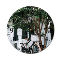 yanfind Fashion PVC Wall Clock Bicycle Bike Foliage Garden Leaves Leisure Outdoors Parked Summer Transportation System Tree Mute Suitable Kitchen Bedroom Decorate Living Room