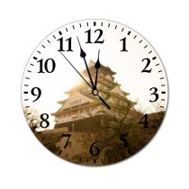 yanfind Fashion PVC Wall Clock Aged Ancient Architecture Attract Authentic Building Castle Classic Construction Destination Mute Suitable Kitchen Bedroom Decorate Living Room