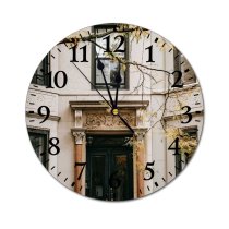 yanfind Fashion PVC Wall Clock Accommodation Aged Apartment Architecture Building City Column Condominium Construction Daylight Mute Suitable Kitchen Bedroom Decorate Living Room