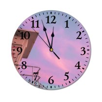 yanfind Fashion PVC Wall Clock 911 Beach Sunset Beautiful Golden Hawaii Guard Oahu Palm Tree Pastel Mute Suitable Kitchen Bedroom Decorate Living Room