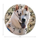 yanfind Fashion PVC Wall Clock Adorable Anonymous Blurred Calm Charming Crop Dog Faceless Fence Fluffy Time Mute Suitable Kitchen Bedroom Decorate Living Room