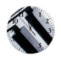 yanfind Fashion PVC Wall Clock Architectural Design Architecture Building City Contemporary Downtown Exterior Facade Glass High Mute Suitable Kitchen Bedroom Decorate Living Room