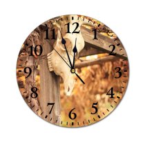 yanfind Fashion PVC Wall Clock Art Attach Autumn Blurred Bull Countryside Cow Creepy Danger Daylight Daytime Death Mute Suitable Kitchen Bedroom Decorate Living Room