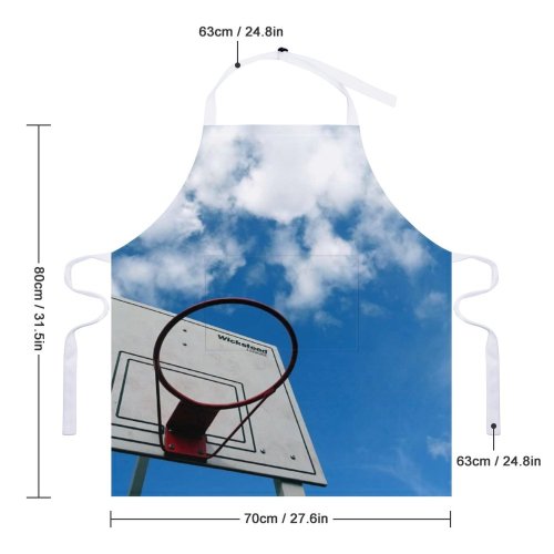 yanfind Custom aprons Achievement Basketball Court Hoop Sky Board Clouds Empty Game High Leisure Shot white white-style1 70×80cm